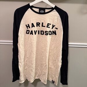 Harley-Davidson Cream and Black Long Sleeve Tee